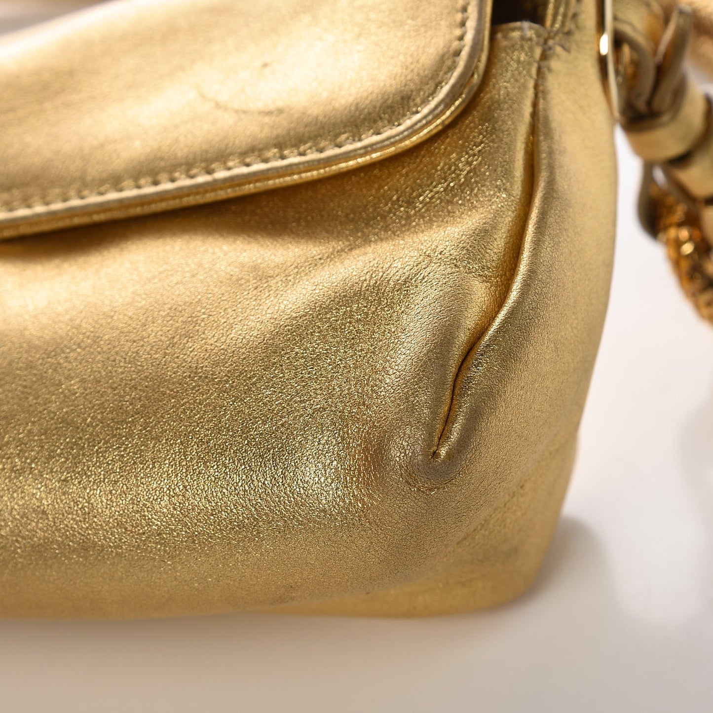 Metallic Lambskin Tulita Evening Bag Gold