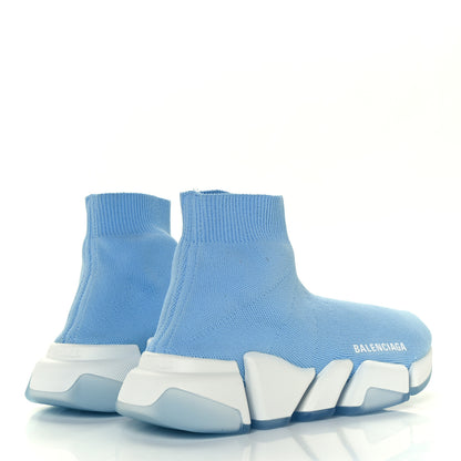 Balenciaga Technical 3D Recycled Knit Bi-Color Speed 2.0 Transparent Sole Sneakers 36 Blue White Transparent Blue 4 of 11