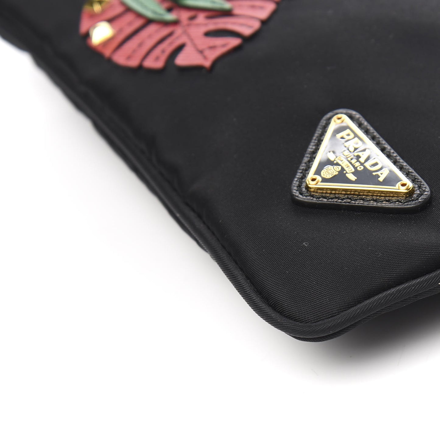 Tessuto Nylon Saffiano Toucan Pochette Bag Black