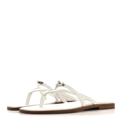 Hermes Calfskin Miss Sandals 37.5 White 4 of 9
