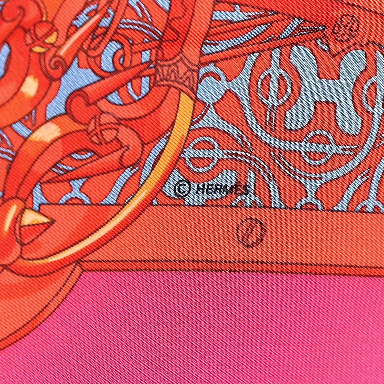Hermes Silk Mors et Gourmettes Remix Scarf 90 Rose Indien Rouge Bleu 4 of 6