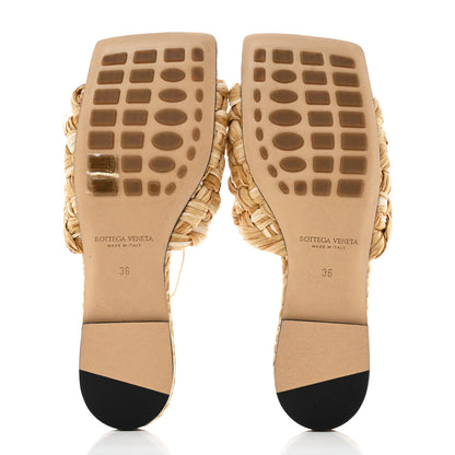 Bottega Veneta Raffia Twisted Intrecciato Stretch Flat Sandals 36 Macadamia 5 of 7