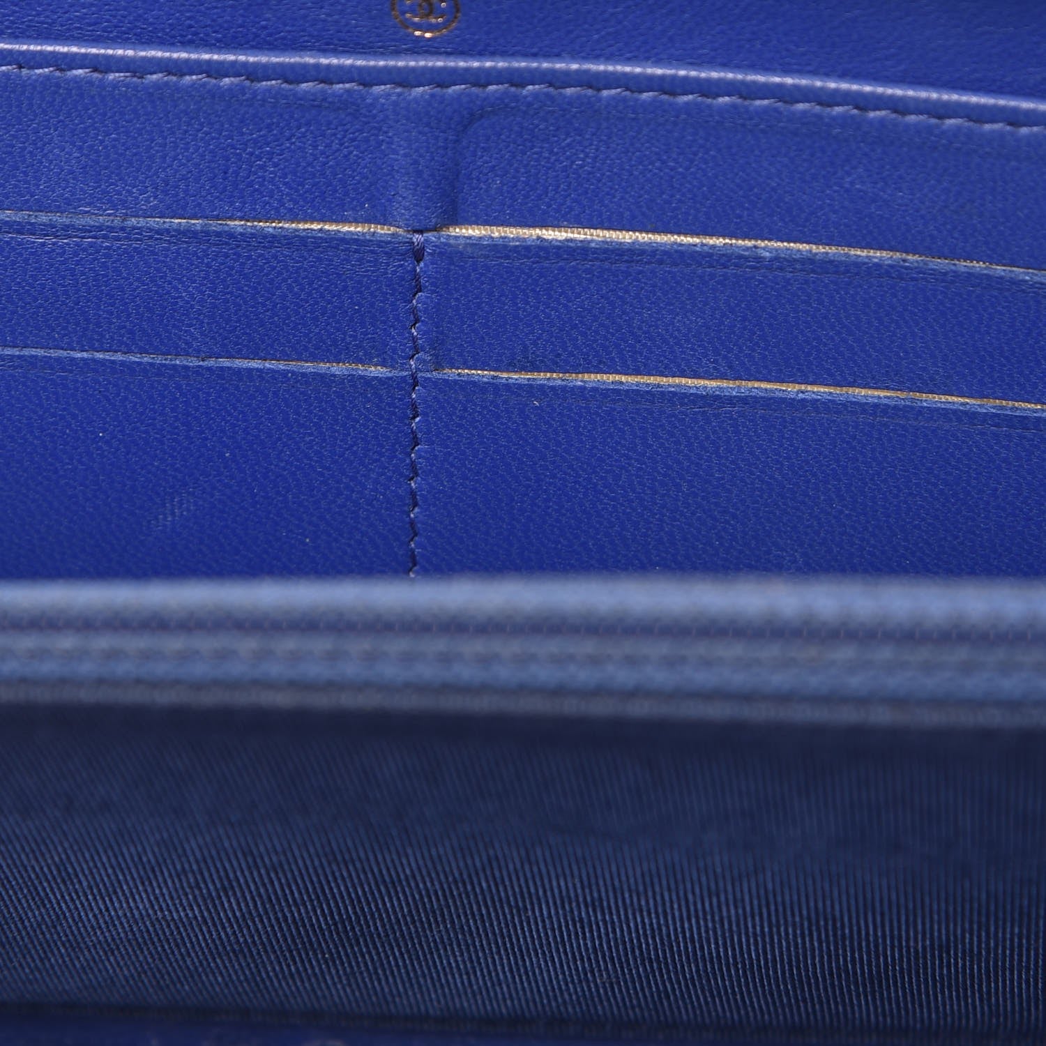 Chanel Lambskin Quilted Large Gusset Zip Around Wallet Blue 10 of 18