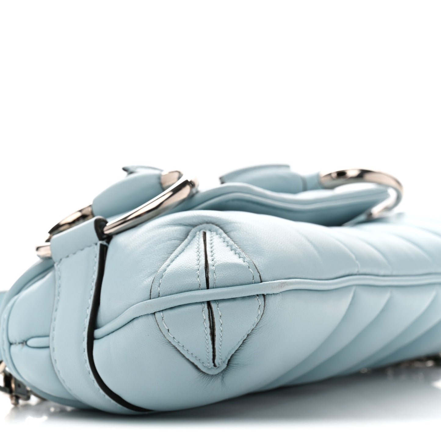 Nappa Vertical Matelasse Small Maxi Horsebit Chain Shoulder Bag Crystal Snow
