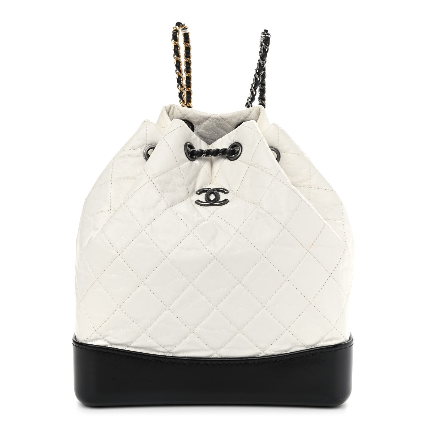 Chanel Aged Calfskin Quilted Gabrielle Backpack Black White 1 of 10