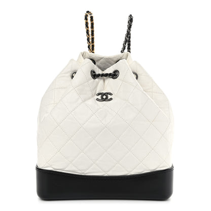 Chanel Aged Calfskin Quilted Gabrielle Backpack Black White 1 of 10