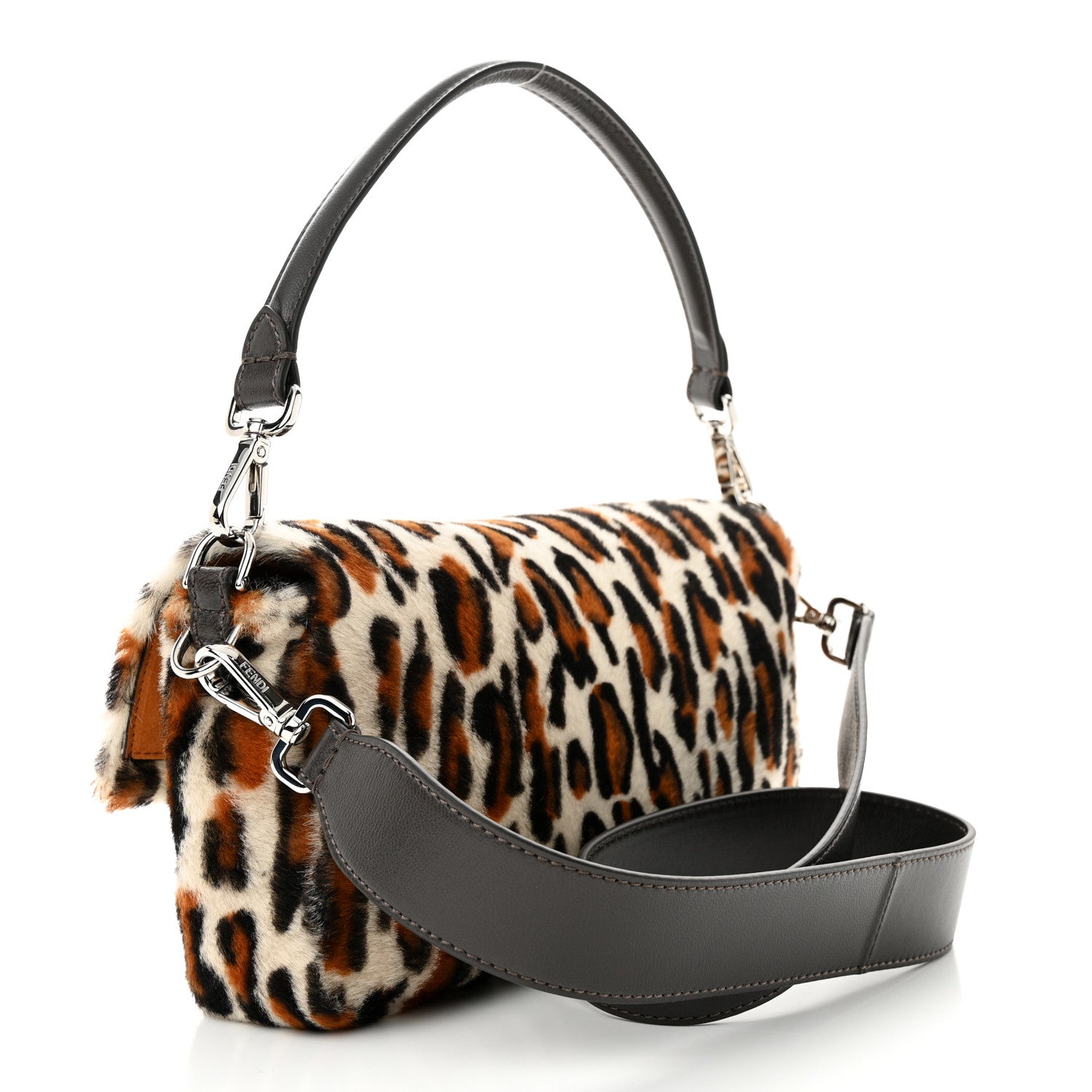 Fendi Calf Hair Leopard Print Baguette Moro 3 of 10
