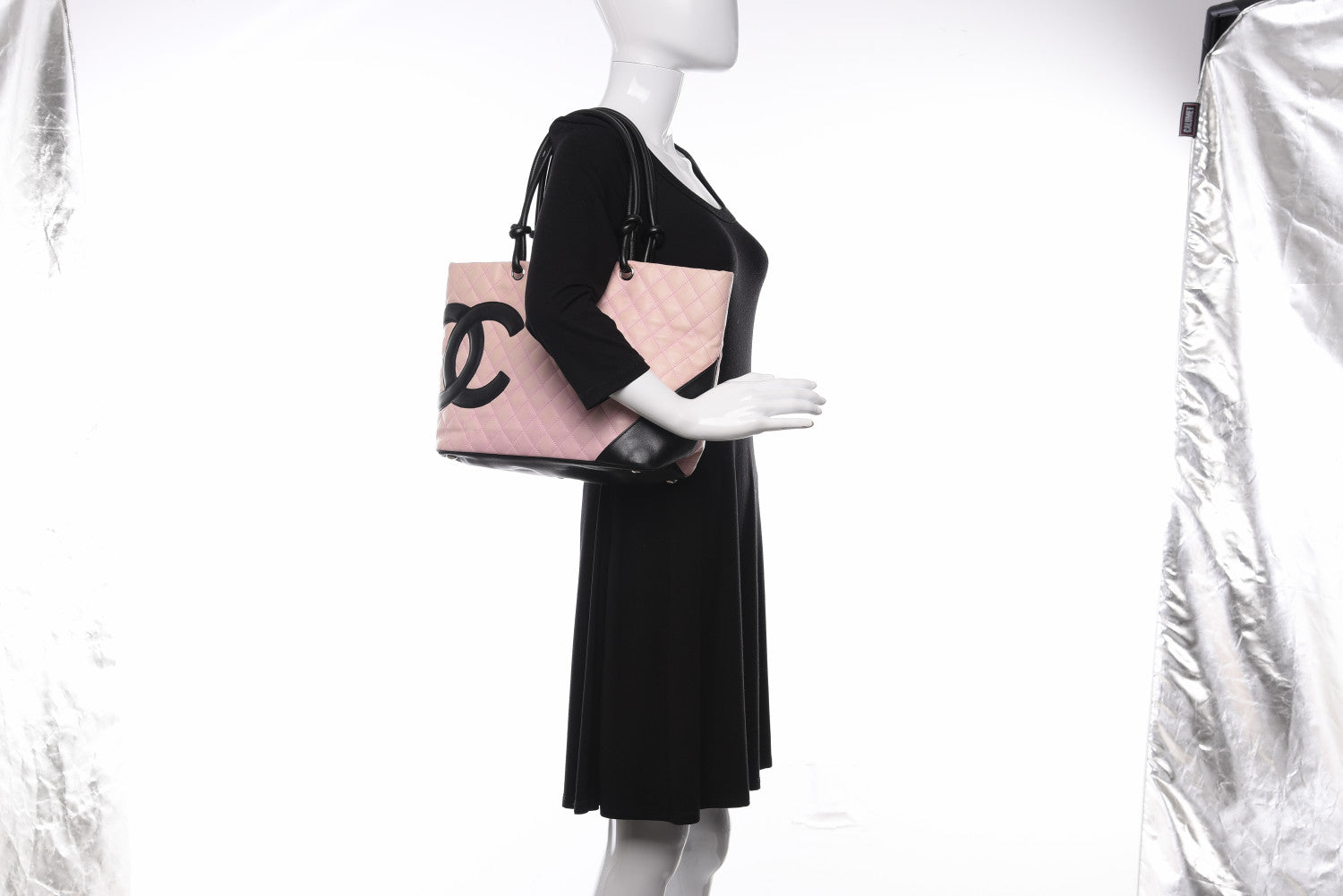 Chanel Calfskin Quilted Large Cambon Tote Pink Black 2 of 12