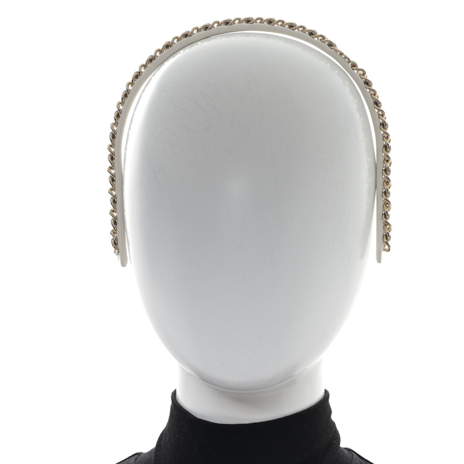 Chanel Metal Lambskin CC Chain Headband Gold White 2 of 5