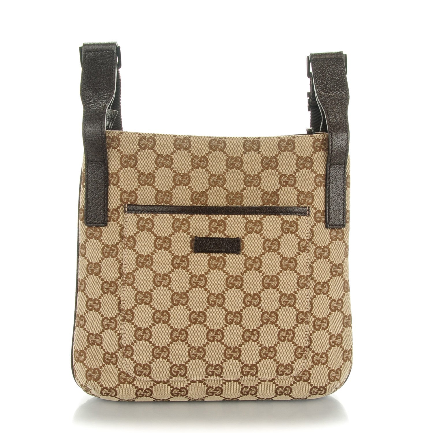 Gucci Monogram Flat Messenger Bag Dark Brown 1 of 7