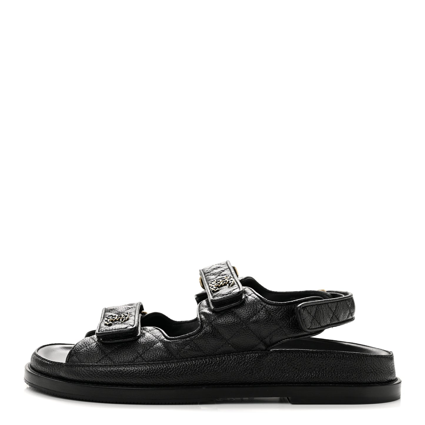 Grained Calfskin Velcro Dad Sandals 39.5 Black