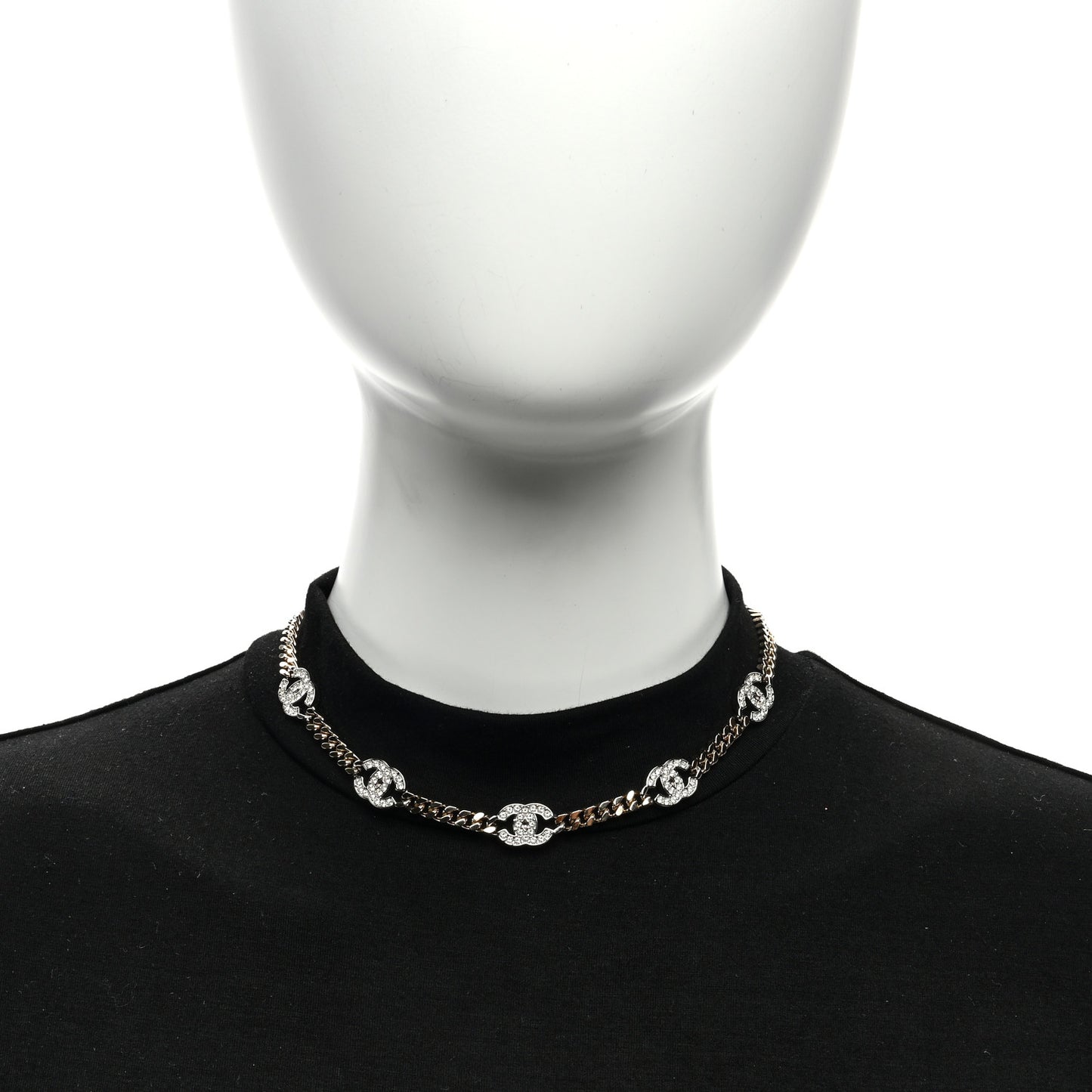 Crystal Chain CC Link Choker Gold Silver