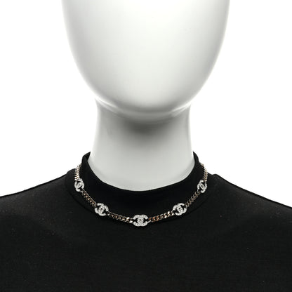 Chanel Crystal Chain CC Link Choker Gold Silver 5 of 5