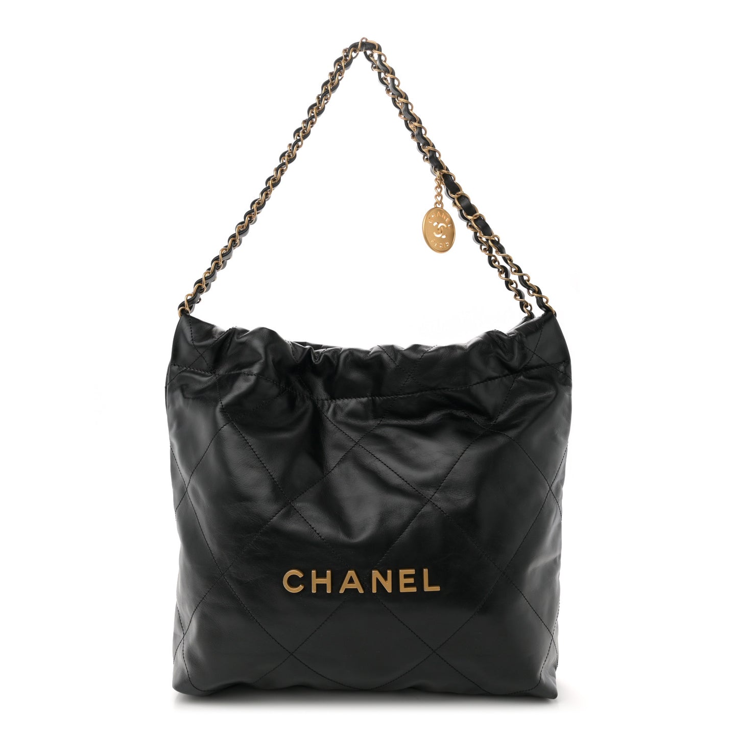 Shiny Calfskin Quilted Small Chanel 22 Black