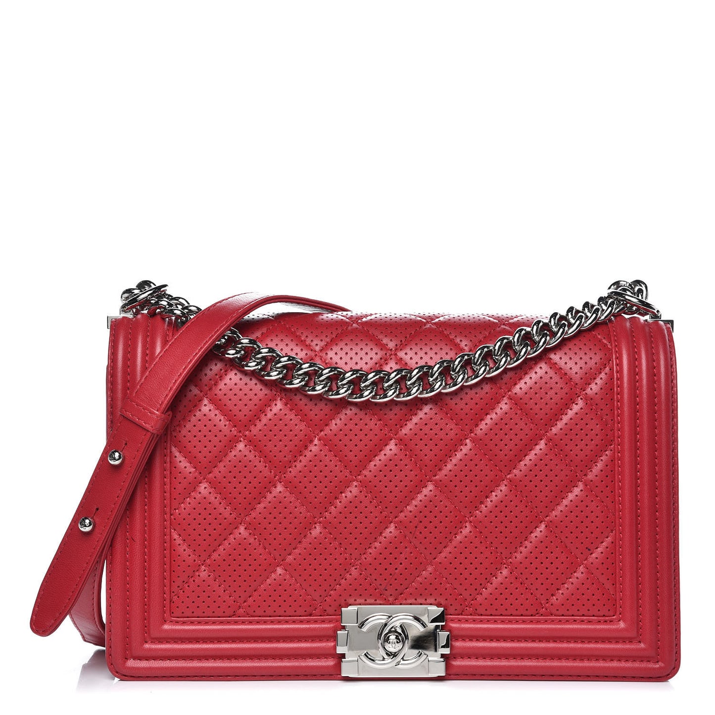 Lambskin Perforated New Medium Boy Flap Red