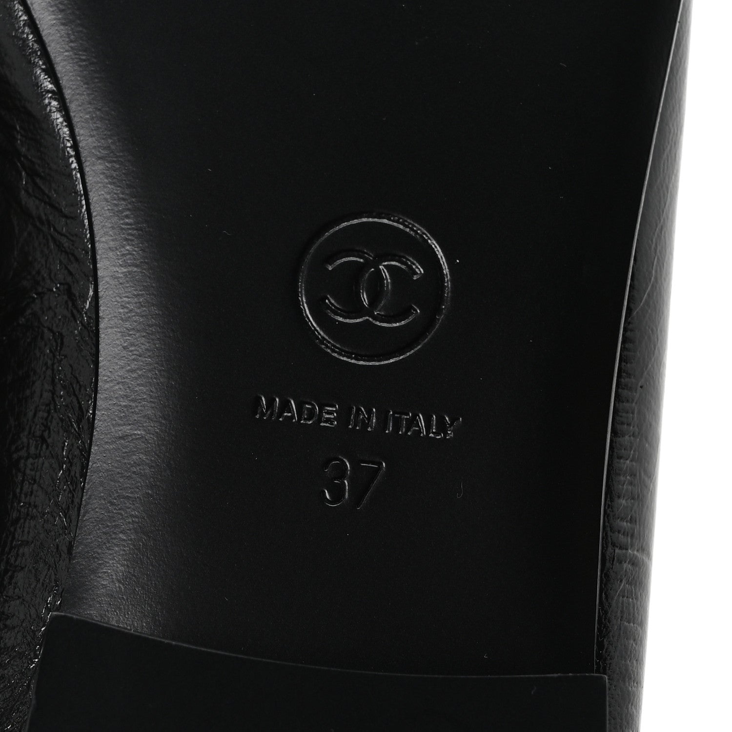 Chanel Crumpled Shiny Lambskin CC Cap Toe Ballerina Flats 37 Black White 7 of 10