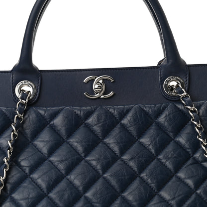 Chanel Aged Calfskin Quilted Be CC Tote Blue 7 of 9