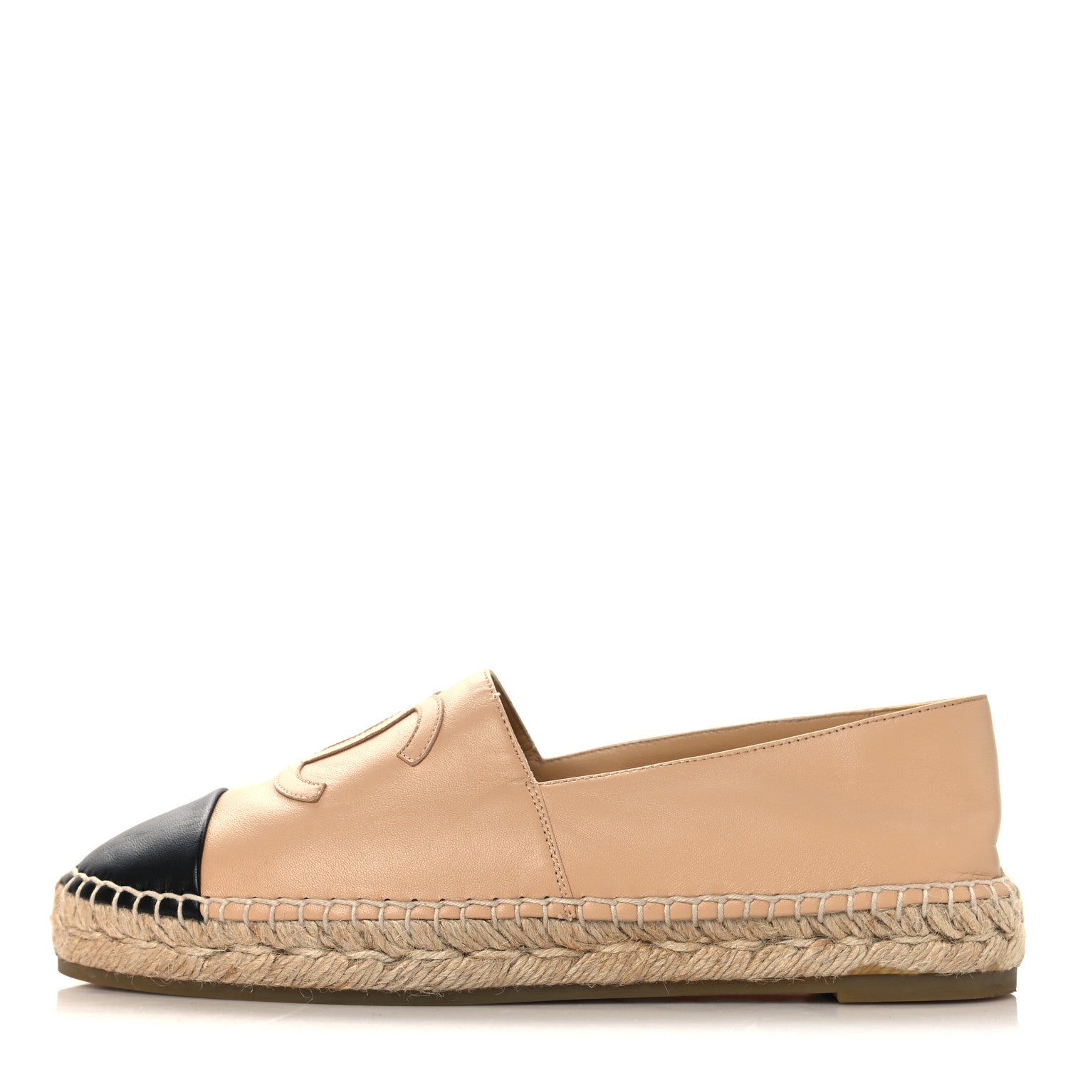 Chanel Lambskin CC Espadrilles 40 Beige Black 1 of 9