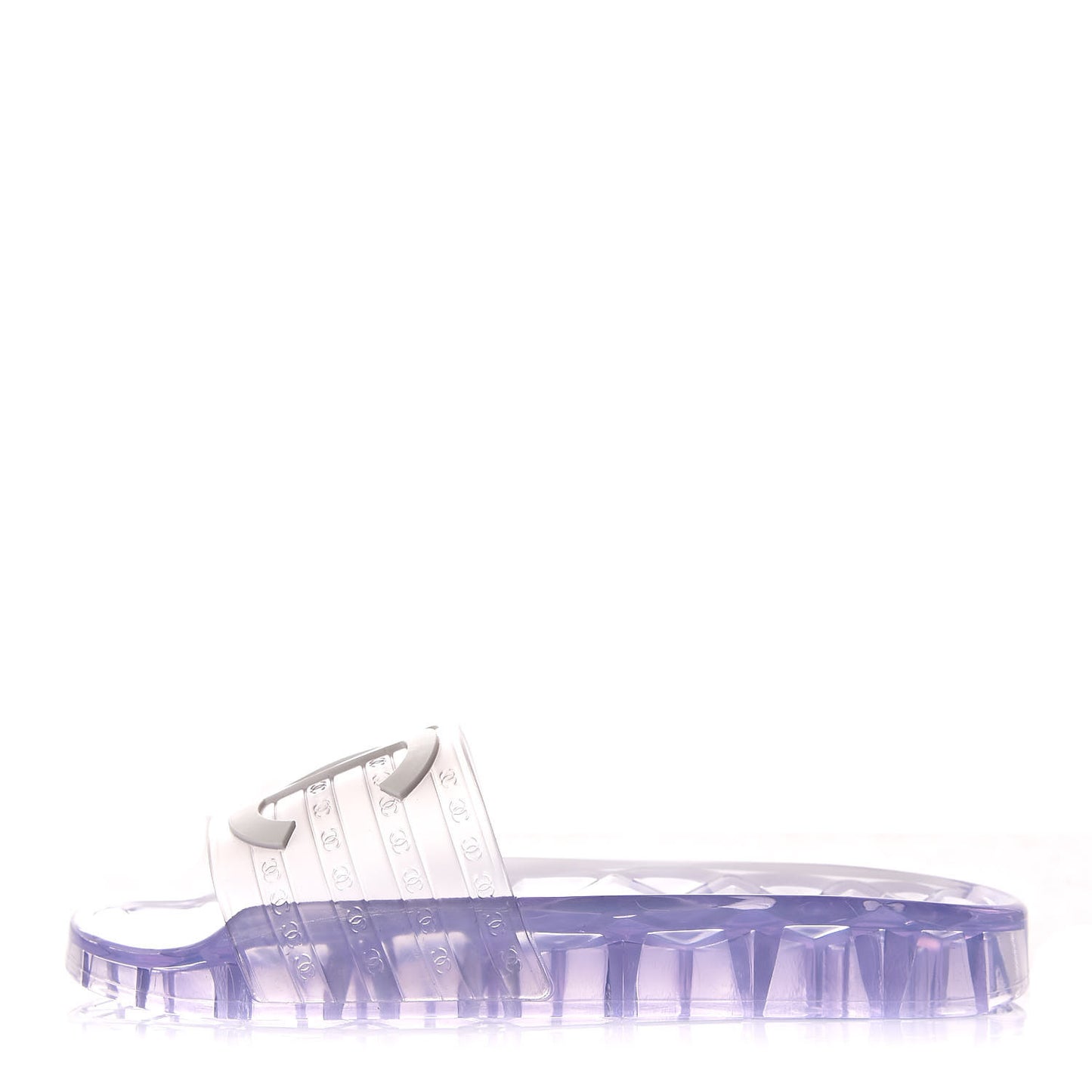 PVC Transparent CC Flat Slide Sandals 36 White