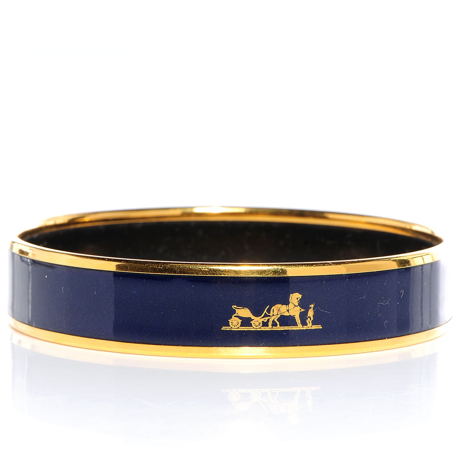 Hermes Enamel Printed Caleche Medium Bracelet 70 Navy Bleu 5 of 6