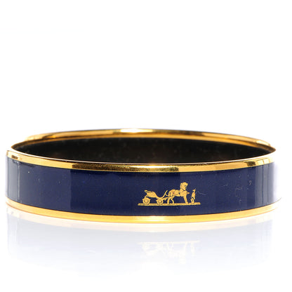 Hermes Enamel Printed Caleche Medium Bracelet 70 Navy Bleu 5 of 6