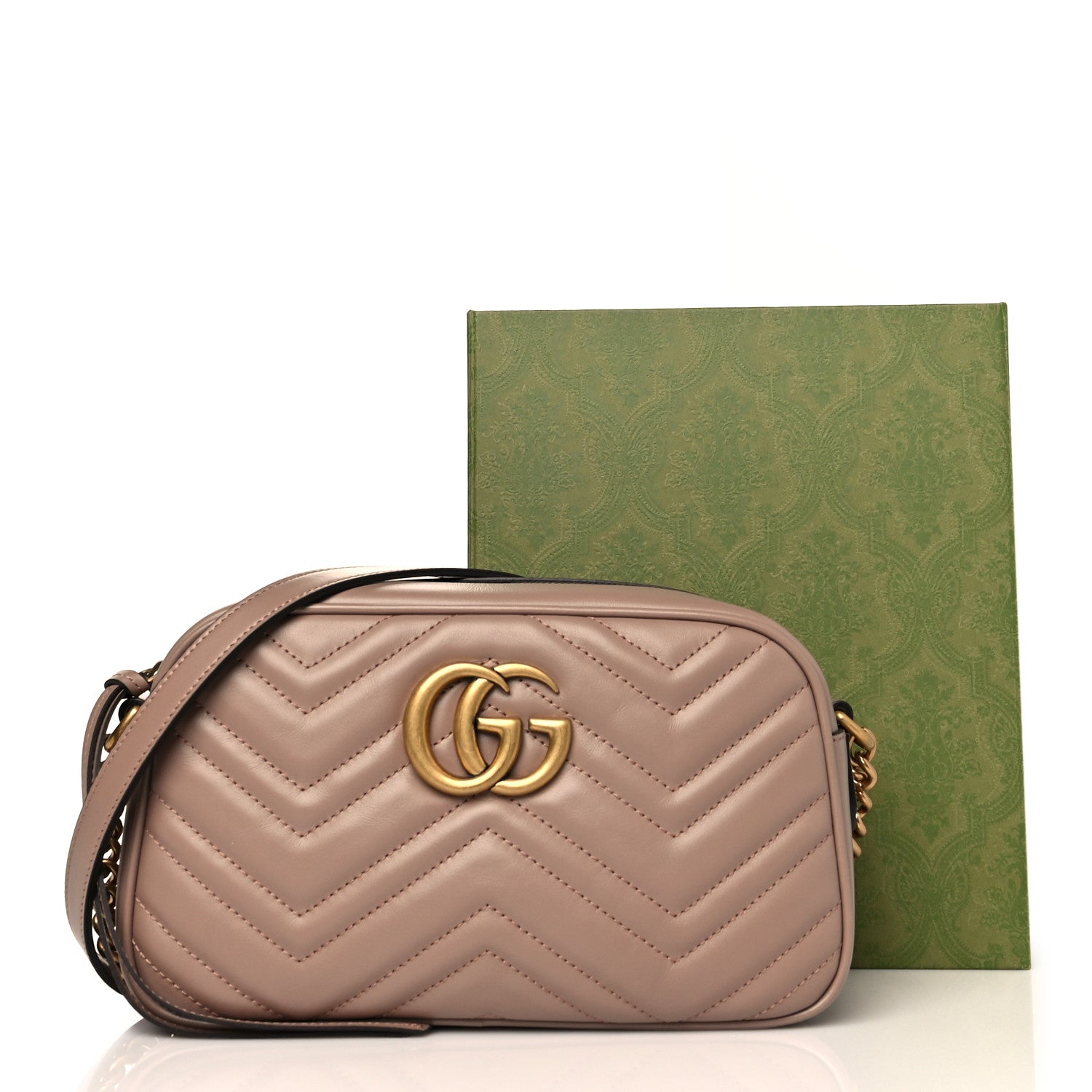 Gucci Calfskin Matelasse Small GG Marmont Chain Shoulder Bag Porcelain Rose 12 of 12