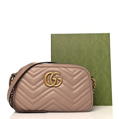 Gucci Calfskin Matelasse Small GG Marmont Chain Shoulder Bag Porcelain Rose 12 of 12