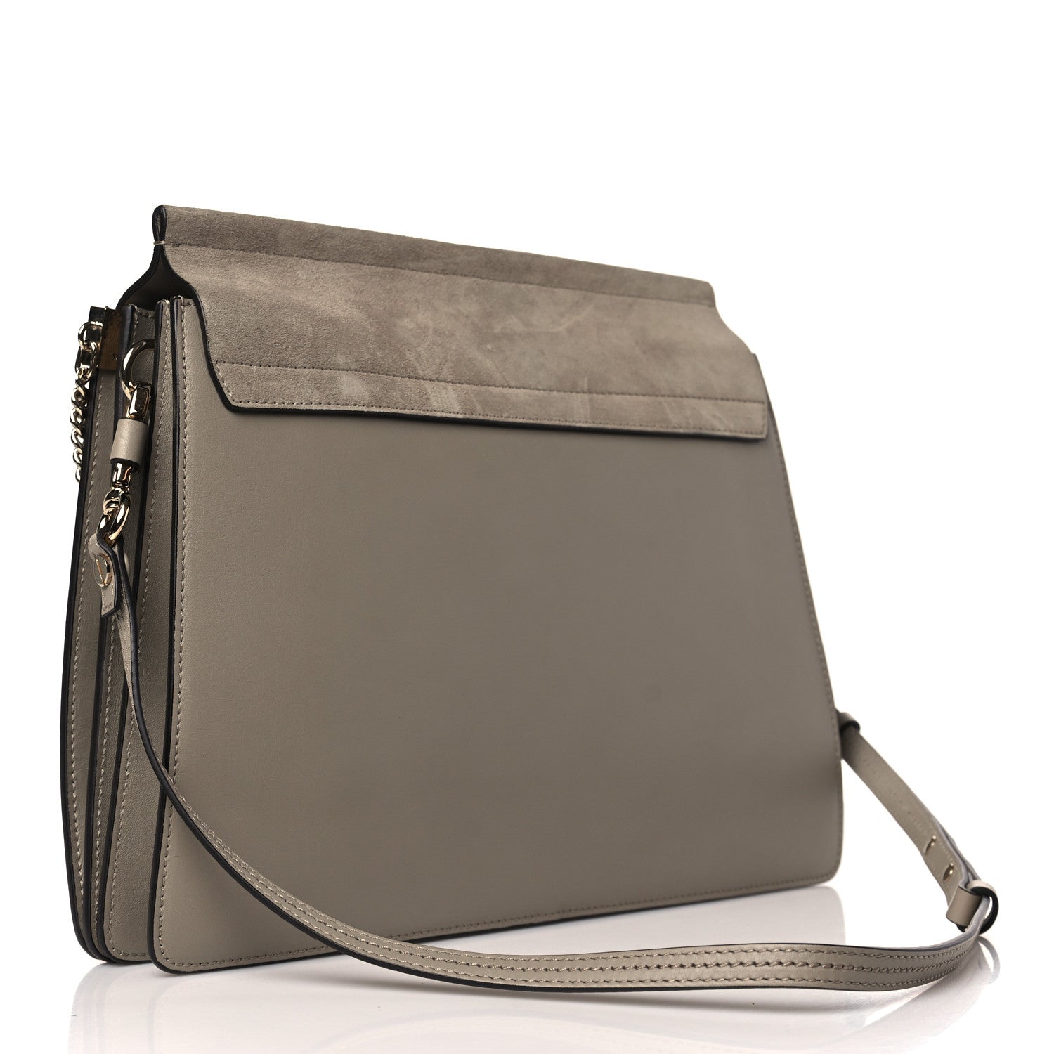 Chloe Calfskin Suede Medium Faye Shoulder Bag Motty Grey 3 of 9