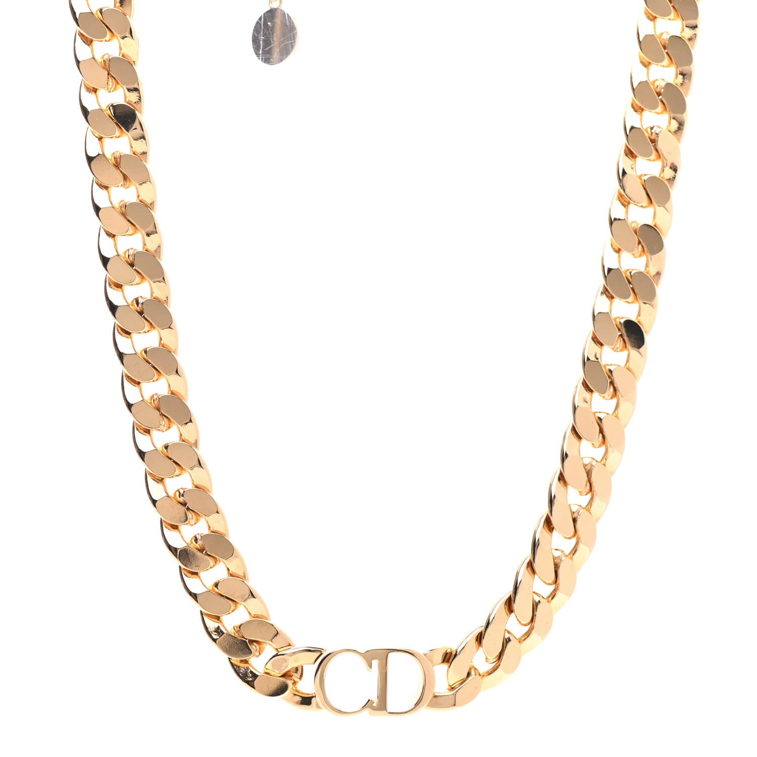 Christian Dior Metal CD Choker Necklace Gold 1 of 6
