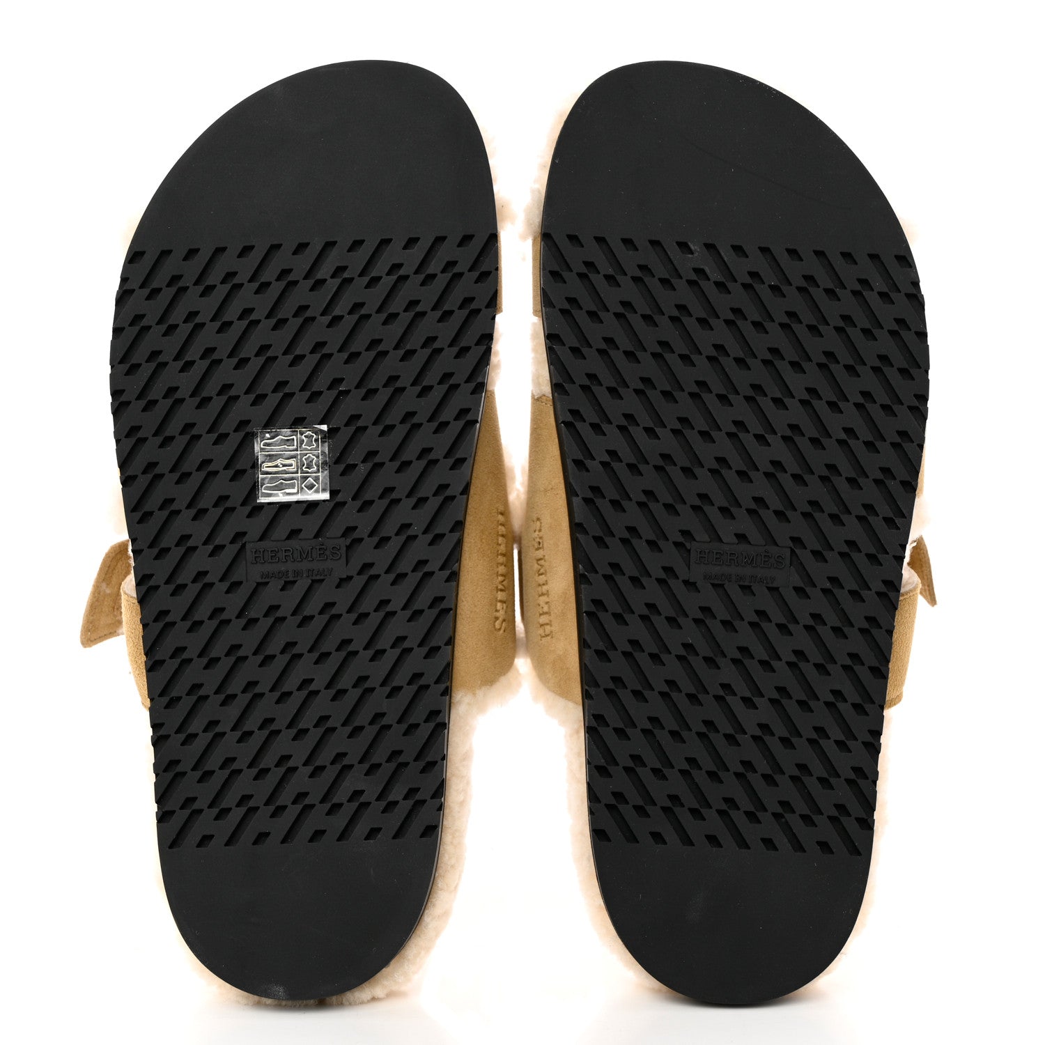 Hermes Suede Goatskin Woolskin Womens Chypre Sandals 38 Golden Beige 5 of 16