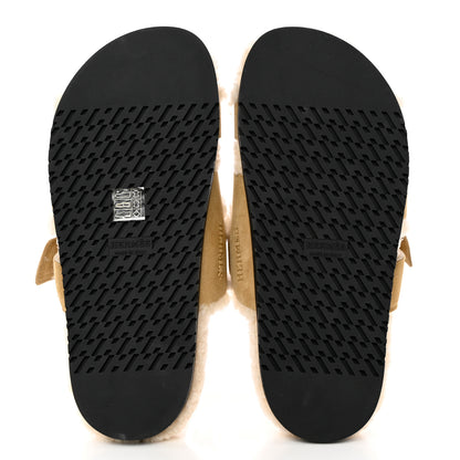 Hermes Suede Goatskin Woolskin Womens Chypre Sandals 38 Golden Beige 5 of 16