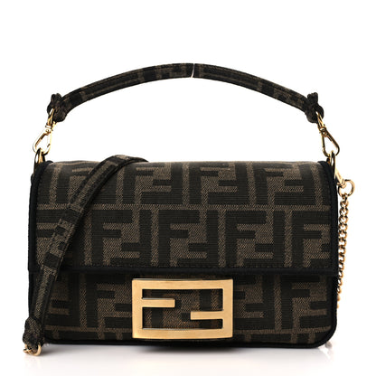 Fendi Fabric Jacquard FF 1974 Mini Baguette Tobacco Moro Black 1 of 8