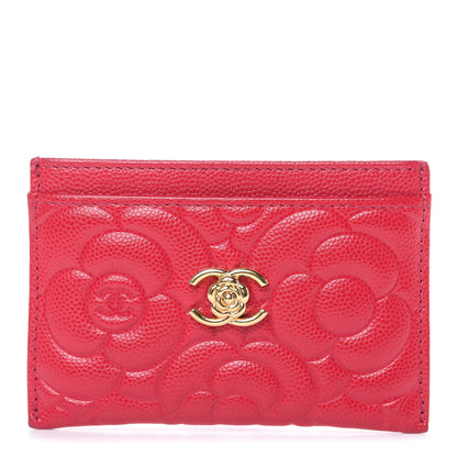Chanel Caviar Camellia Embossed Card Holder Fuchsia 1 of 11