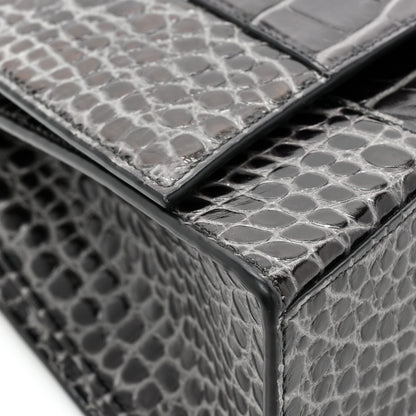 Balenciaga Shiny Calfskin Crocodile Embossed Medium Hourglass Top Handle Bag Dark Grey 11 of 11