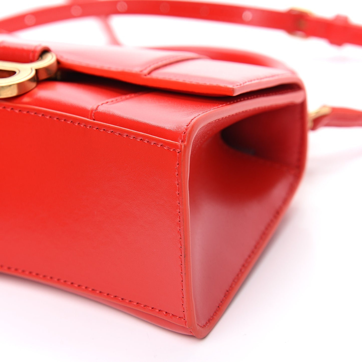 Shiny Box Calfskin Hourglass Top Handle Bag XS Bright Red