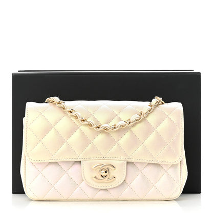 Chanel Iridescent Lambskin Quilted Mini Rectangular Flap Ivory 11 of 11