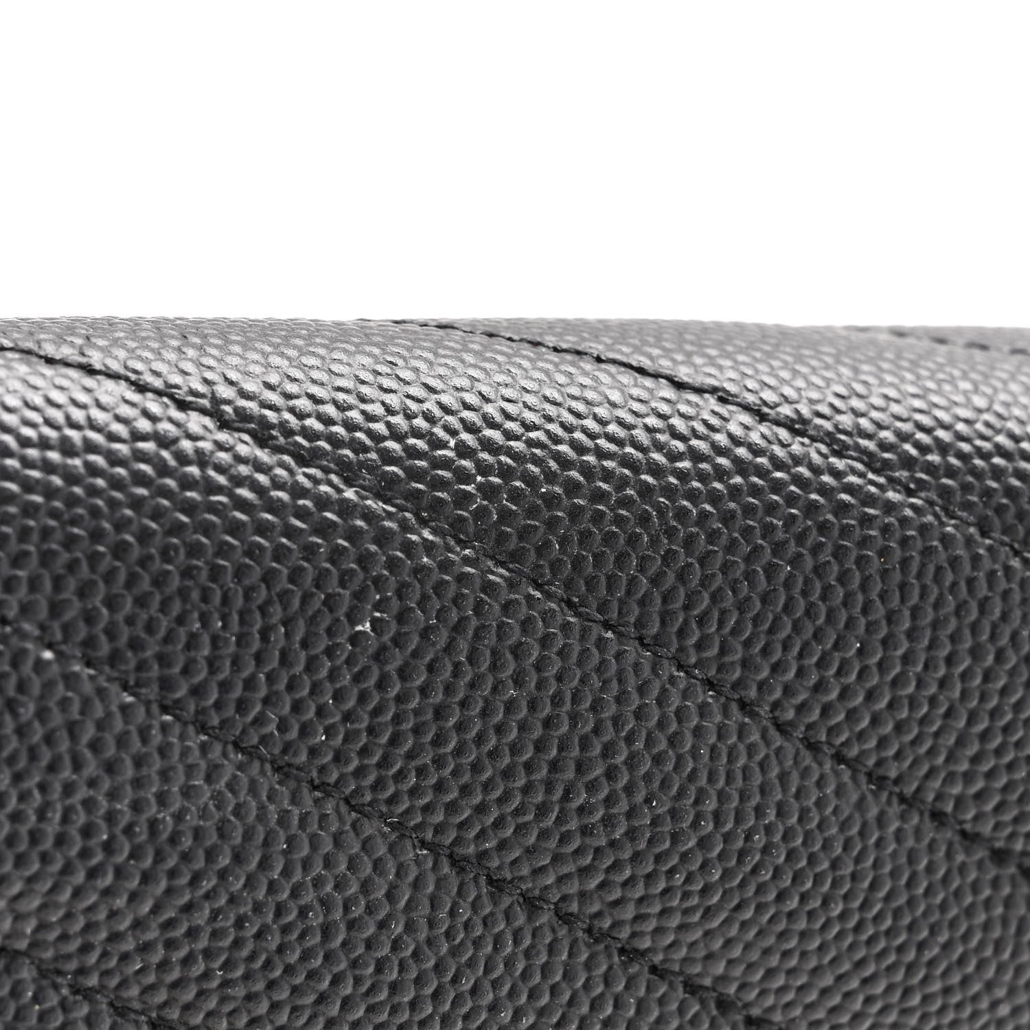 Saint Laurent Grain De Poudre Matelasse Chevron Monogram Chain Wallet Black 10 of 11