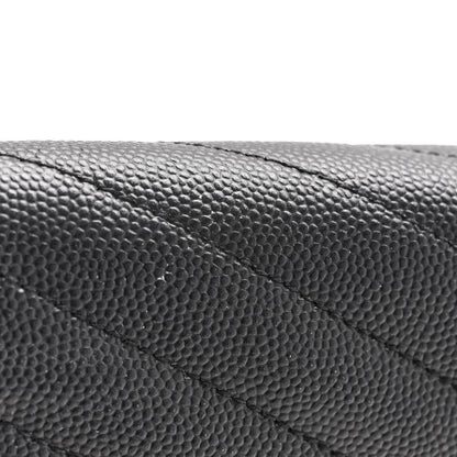Saint Laurent Grain De Poudre Matelasse Chevron Monogram Chain Wallet Black 10 of 11