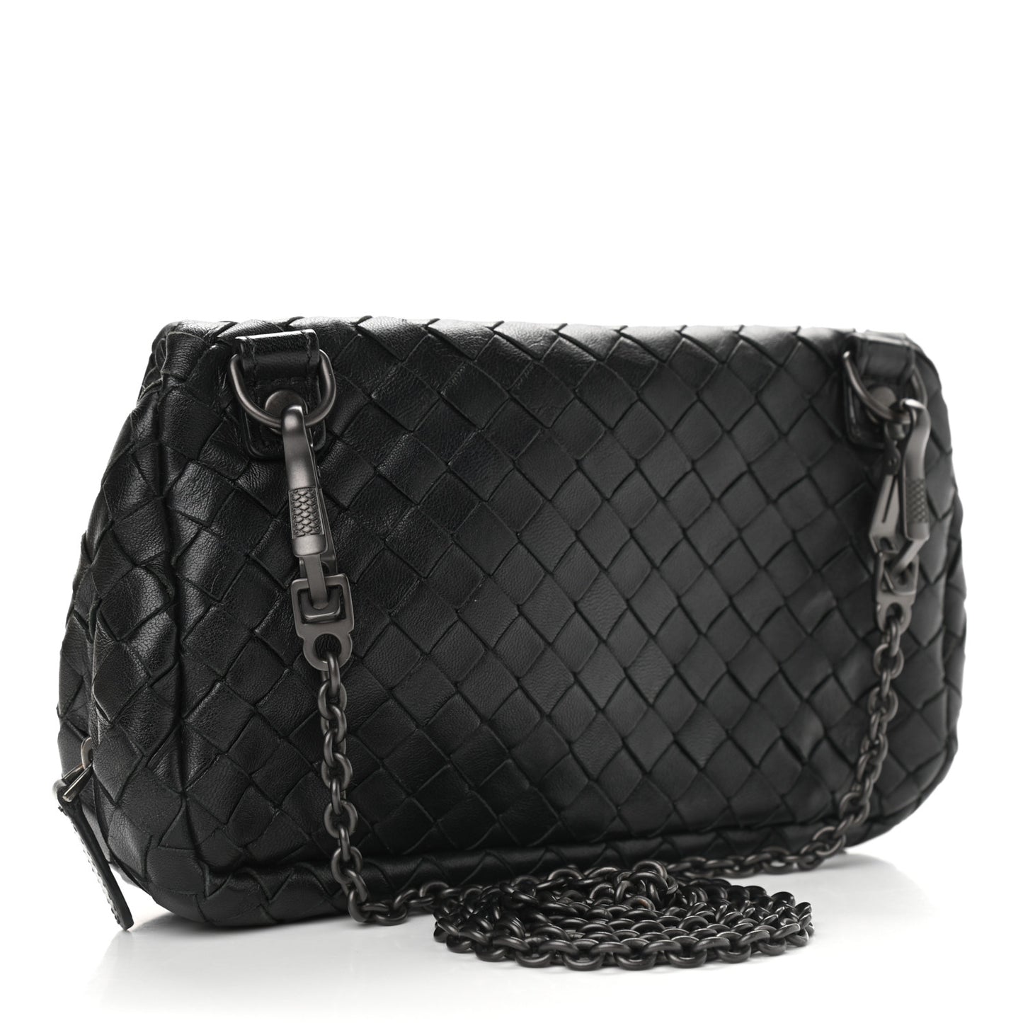 Nappa Intrecciato Small Chain Crossbody Black