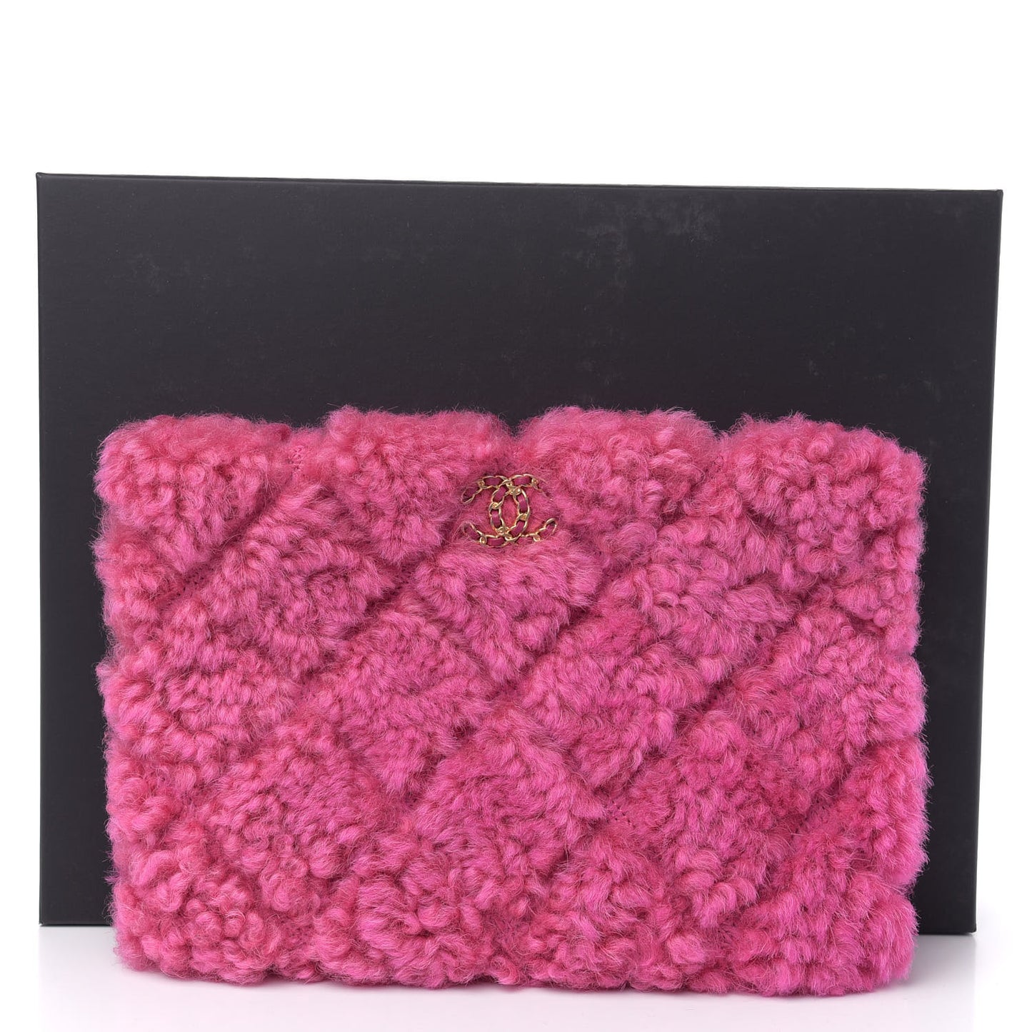 Shearling Sheepskin Large 19 Cosmetic Case Pink