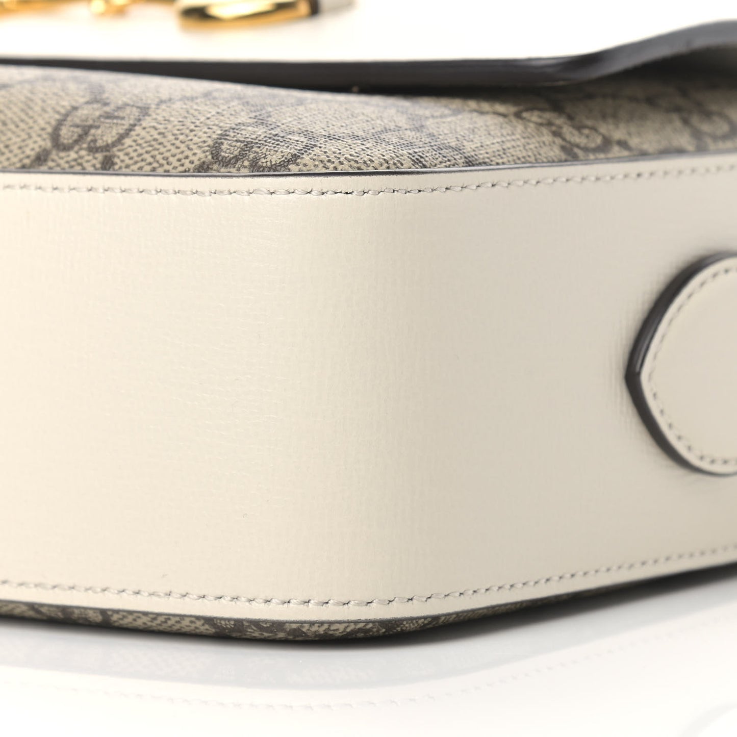 GG Supreme Monogram Small Horsebit 1955 Shoulder Bag Beige Mystic White