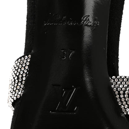 Louis Vuitton Monogram Crystal Velvet High Heel Mules 37 Black 7 of 10