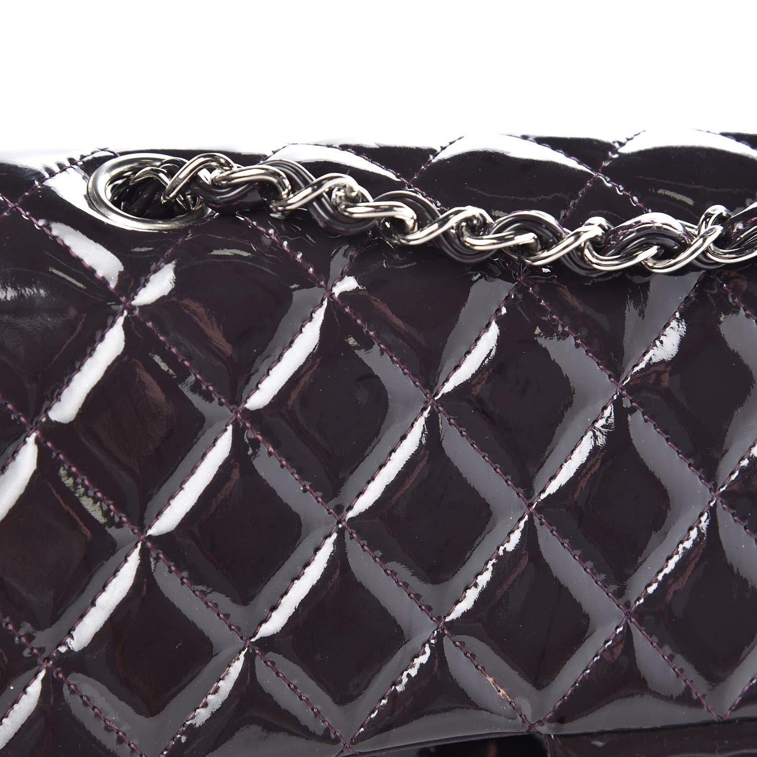Chanel Patent Quilted Medium Double Flap Purple 8 of 14