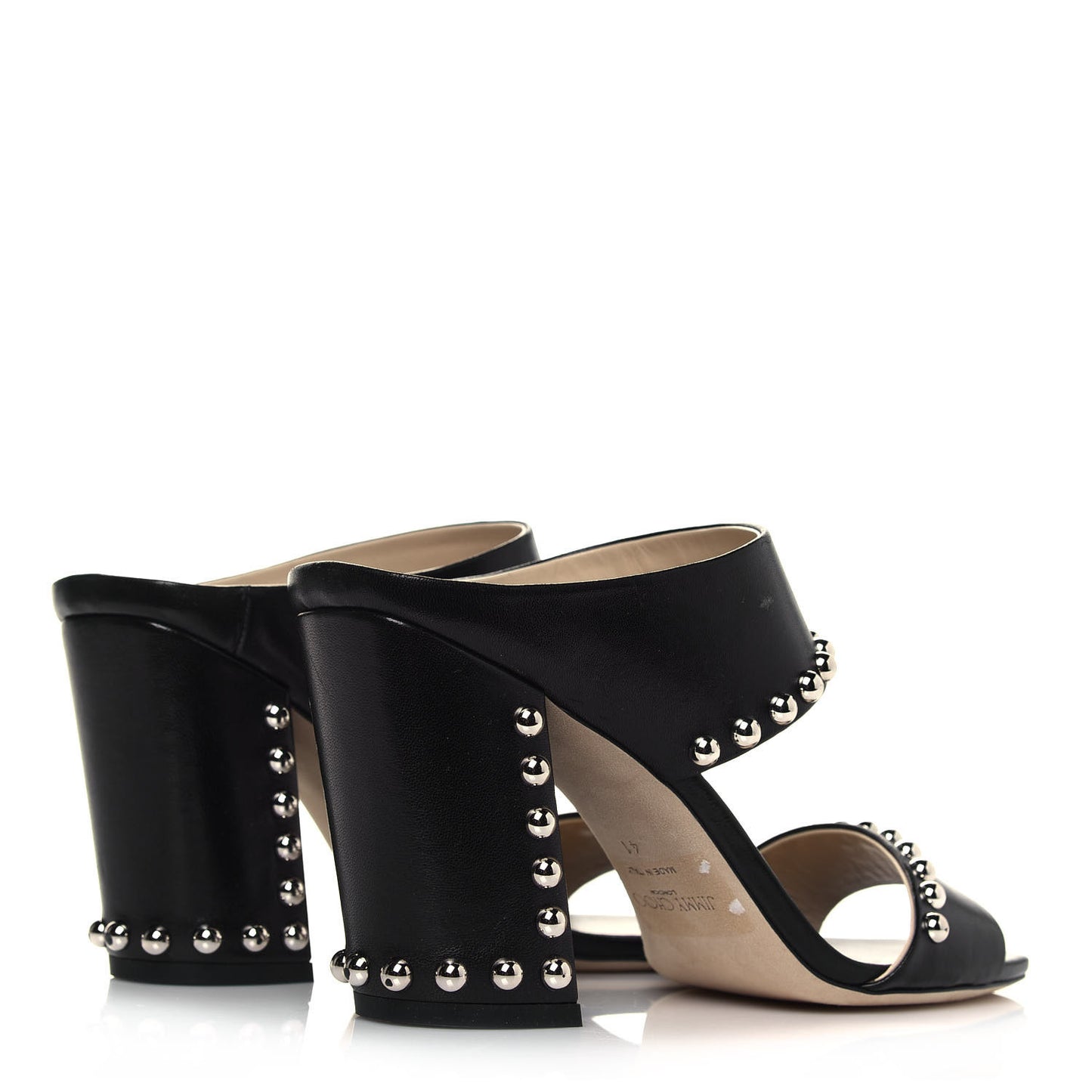 Calfskin Matty 85 Studded Mule Sandals 41 Black