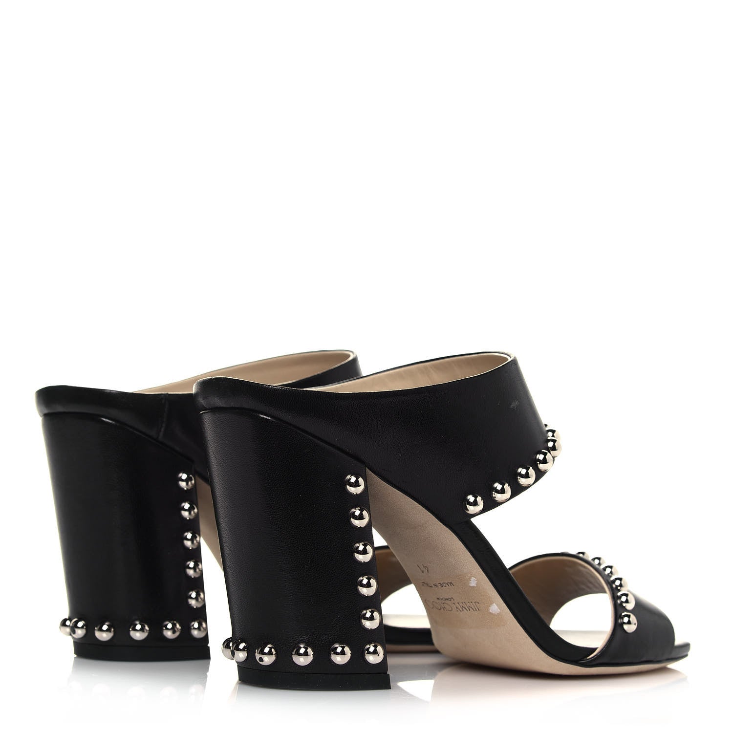 Jimmy Choo Calfskin Matty 85 Studded Mule Sandals 41 Black 4 of 8