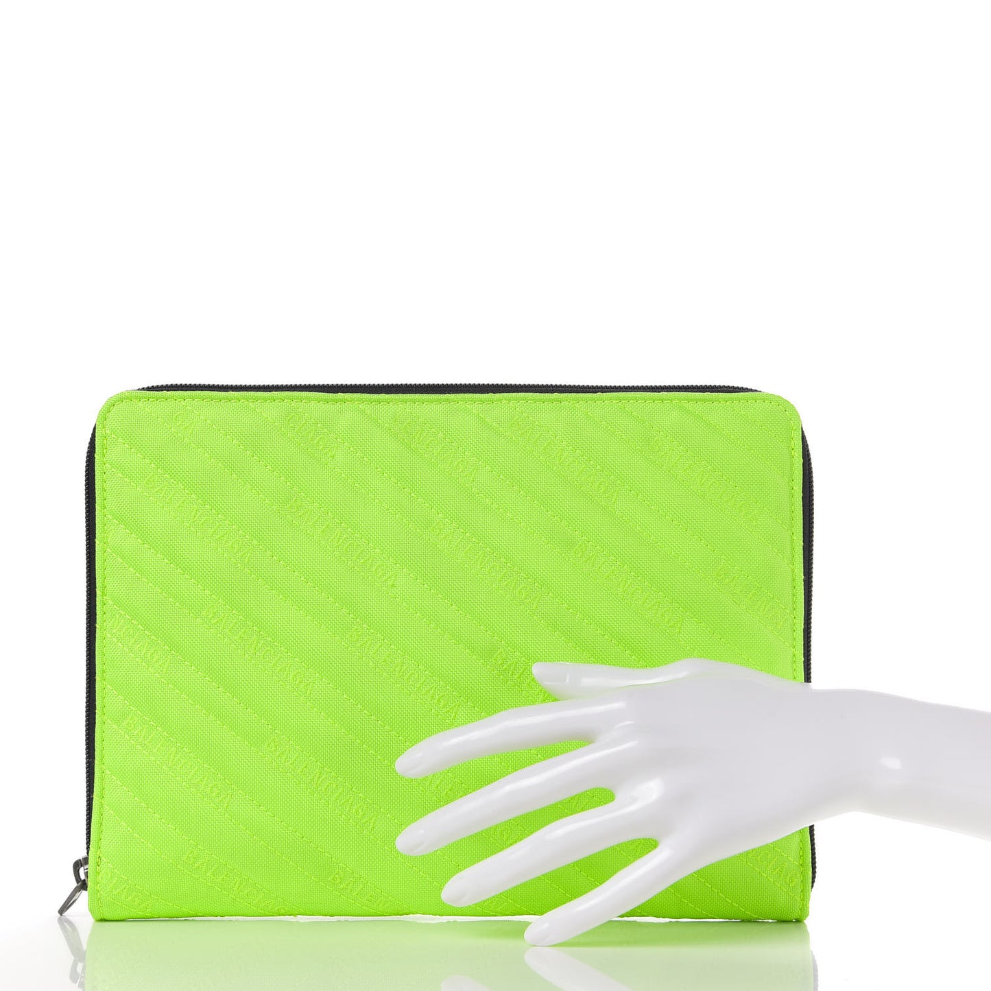 Nylon Logo Matelasse Explorer Zip Around Tablet Pouch Light Fluo Green