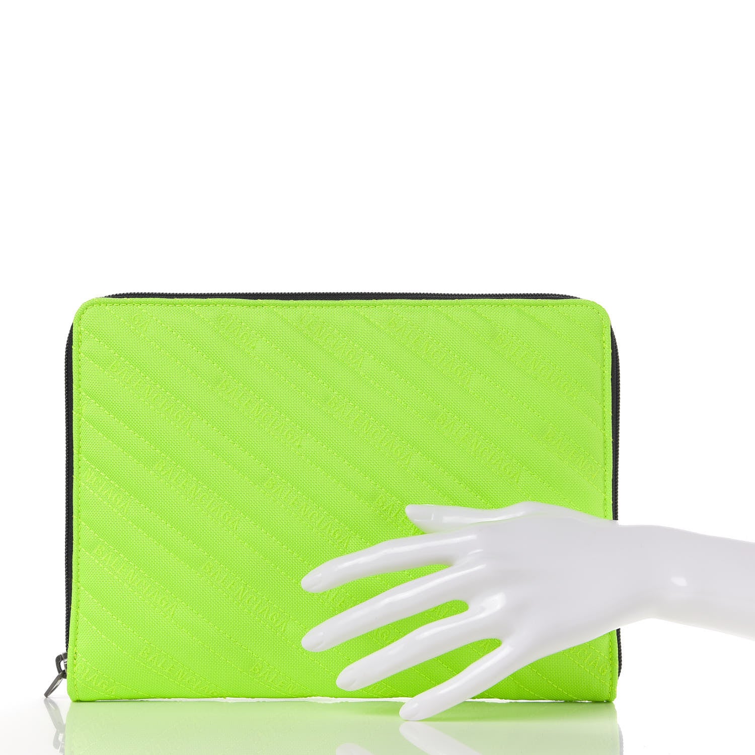 Balenciaga Nylon Logo Matelasse Explorer Zip Around Tablet Pouch Light Fluo Green 4 of 12
