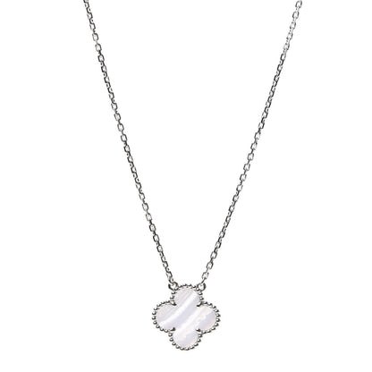 Van Cleef & Arpels 18K White Gold Chalcedony Vintage Alhambra Pendant Necklace 1 of 8
