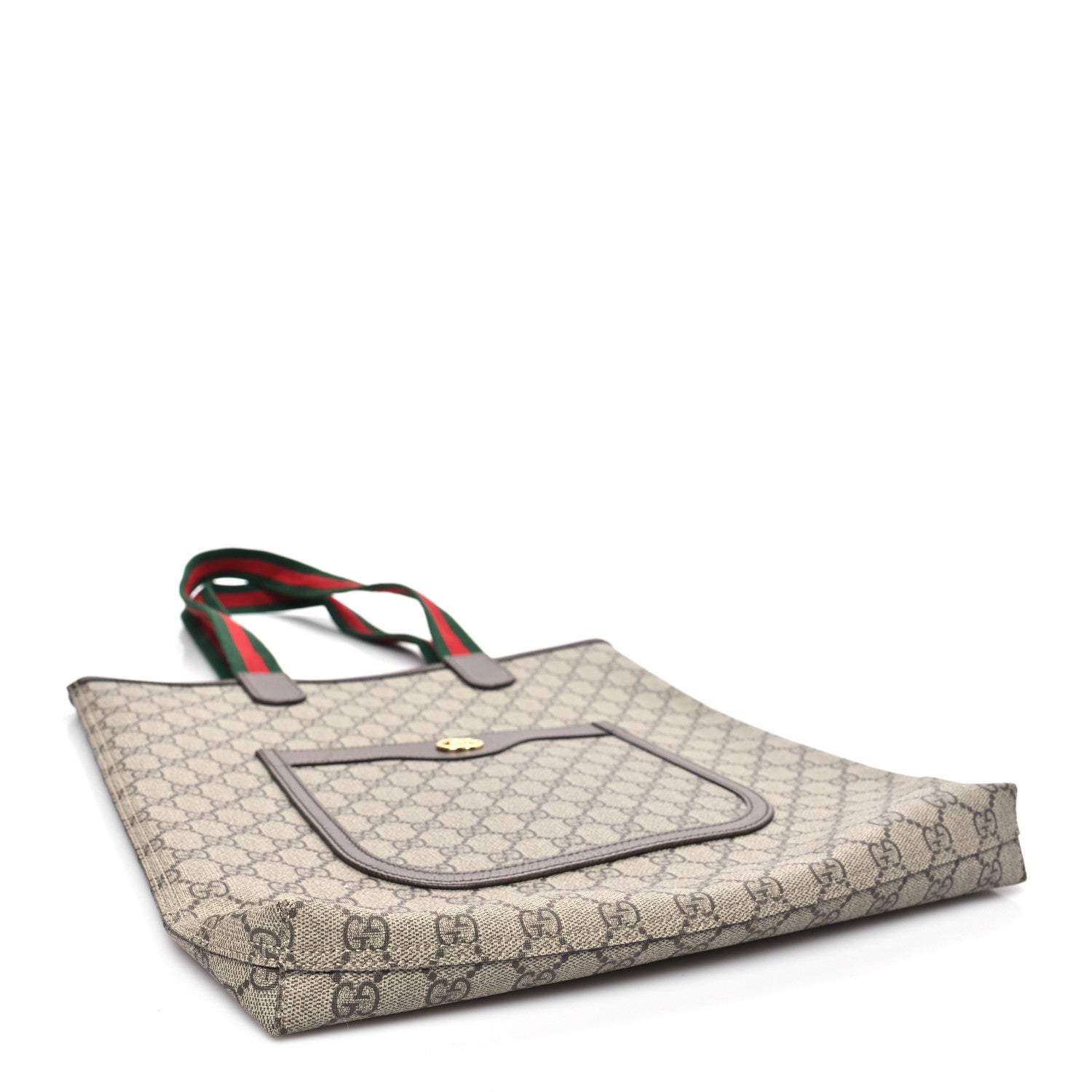 Gucci GG Supreme Monogram Web Ophidia Vertical Front Pocket Shopping Tote Brown 4 of 10