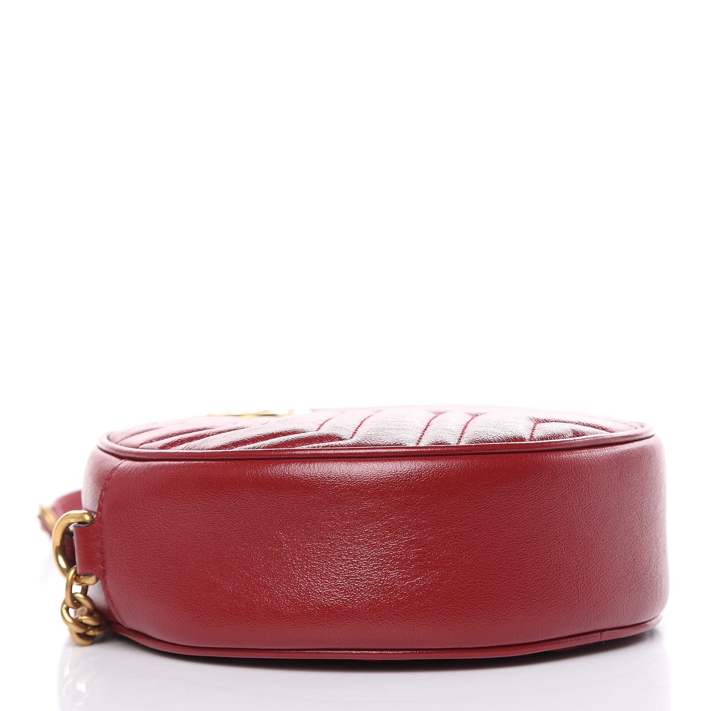 Glazed Calfskin Matelasse Heart Mini GG Marmont Round Shoulder Bag Romantic Cerise